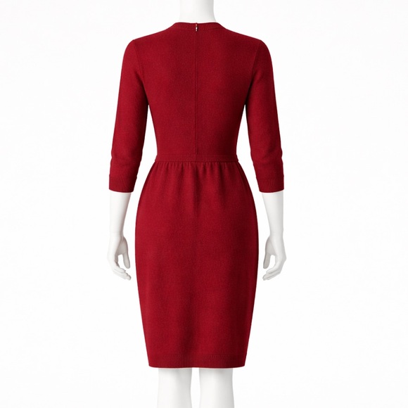 St. John by Marie Gray Burgundy Knit Dress Size 6 Gold Buttons USA Vintage 1980s - Picture 3 of 9